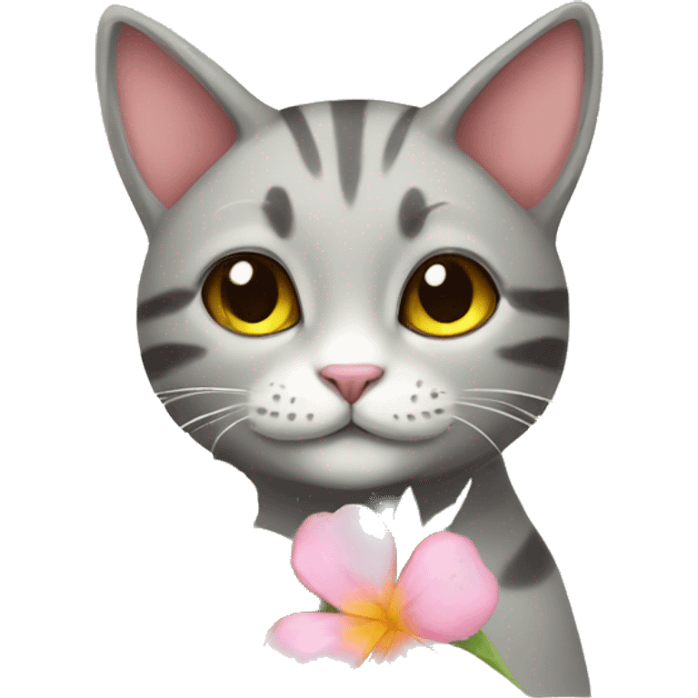 Sweet cat with flower  emoji