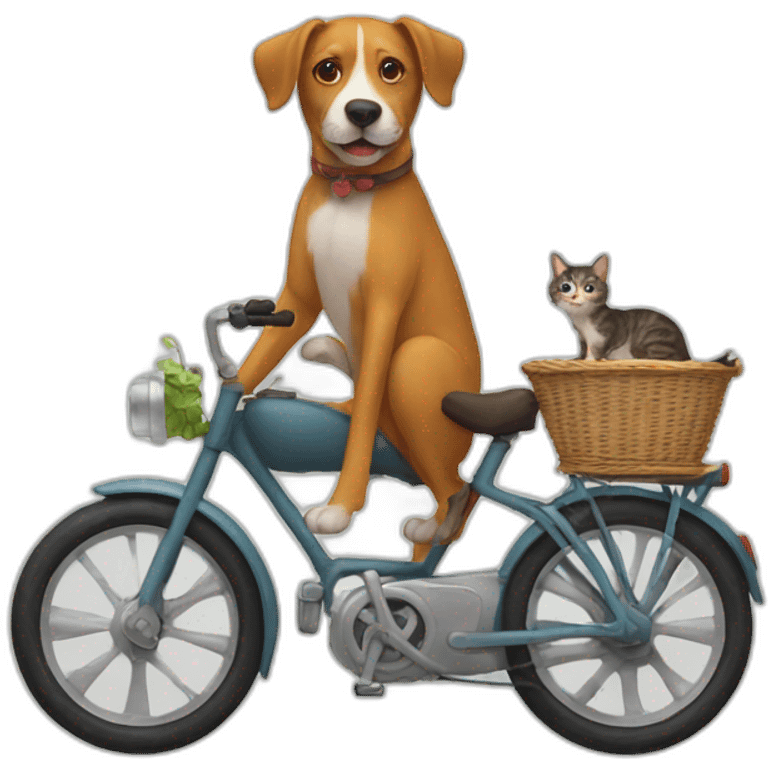 dog in bike with a cat emoji