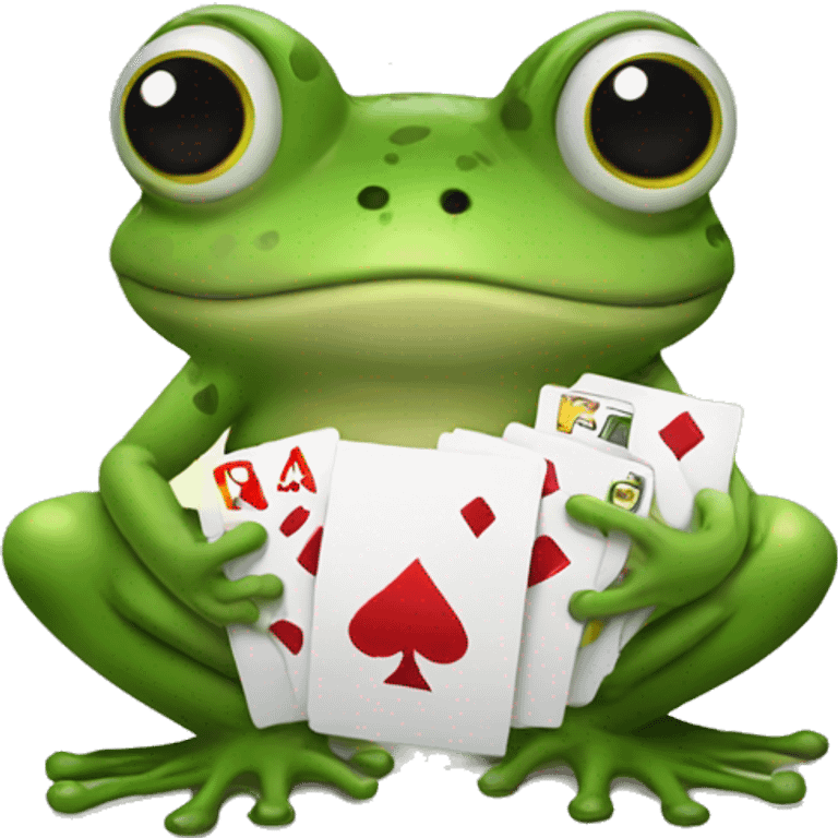 frog with cards emoji