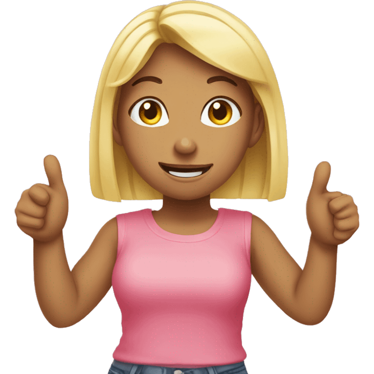 girl two thumbs pointing at herself emoji