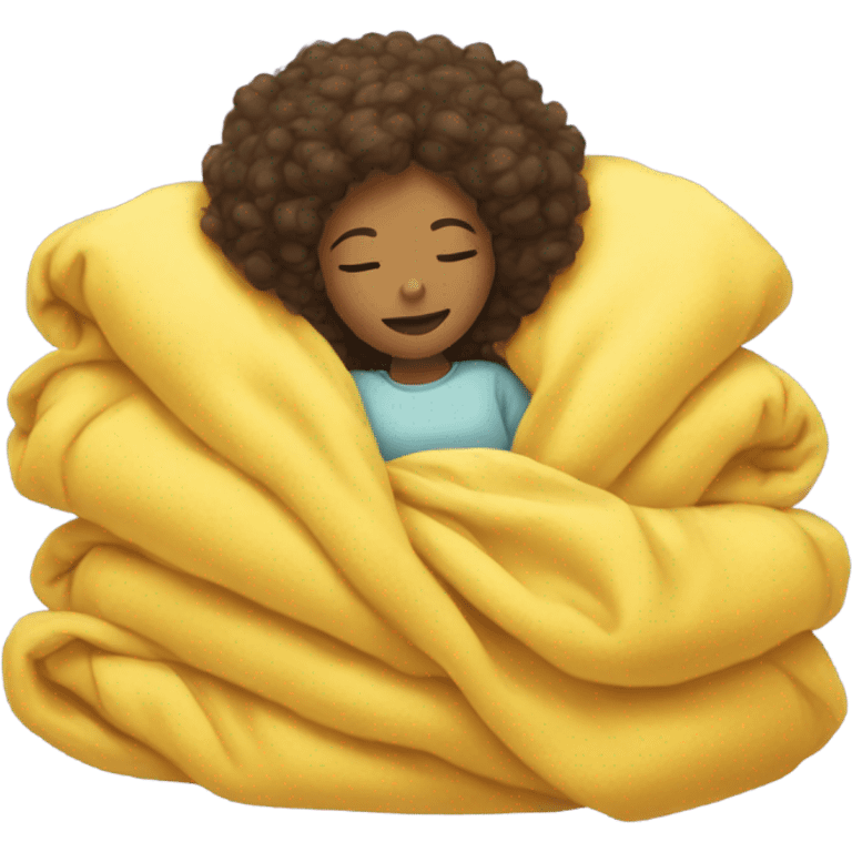 Girl sleep with yellow blanket  emoji