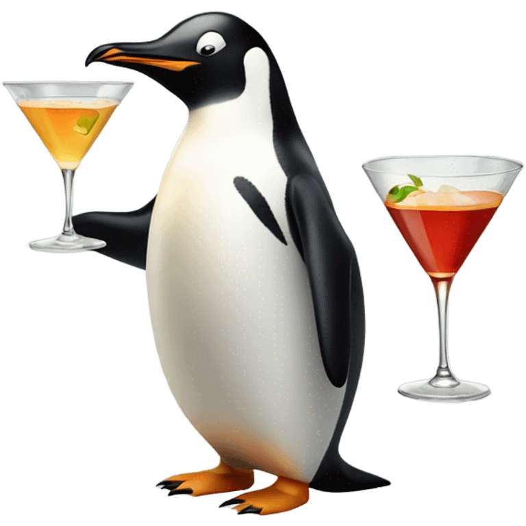 Penguin holding a martini emoji