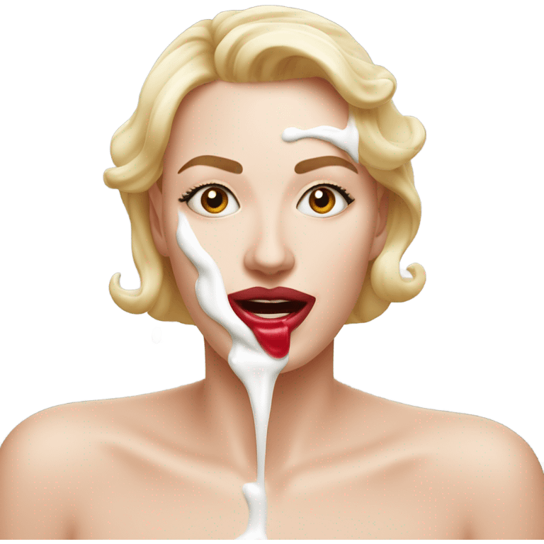 Lipstick Face covered in milk liquid emoji