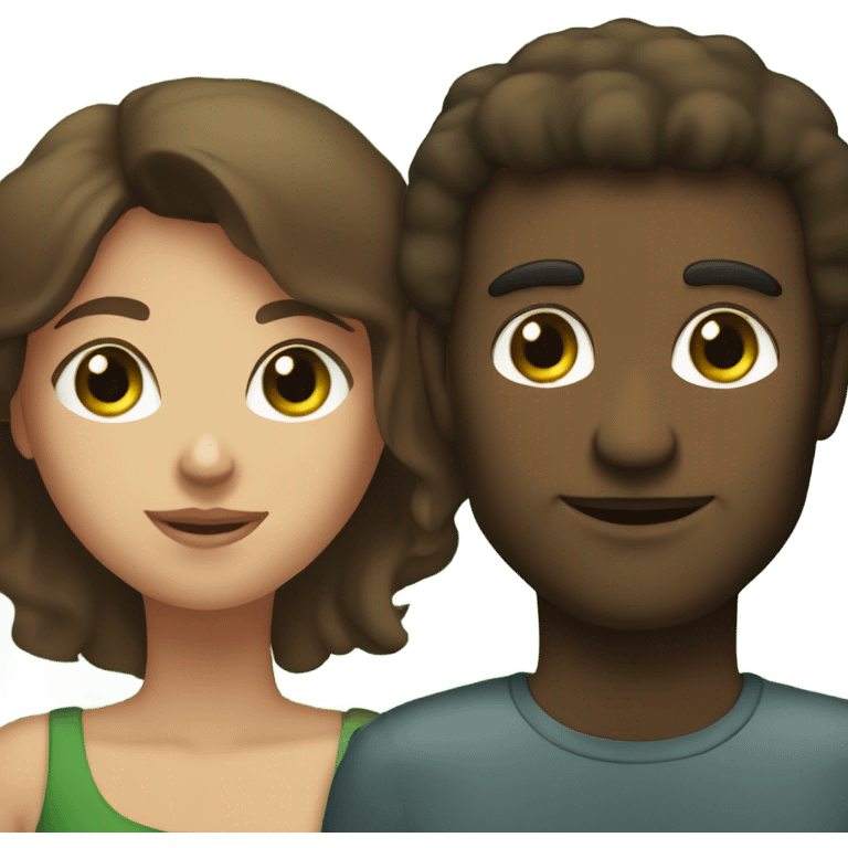 brunette brown eyed woman next to green eyed man emoji