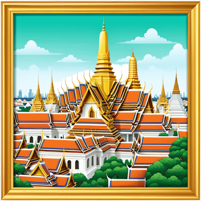 Grand Palace Bangkok Landmark Emoji – Featuring golden spires, Thai architecture, and the Emerald Buddha Temple. emoji