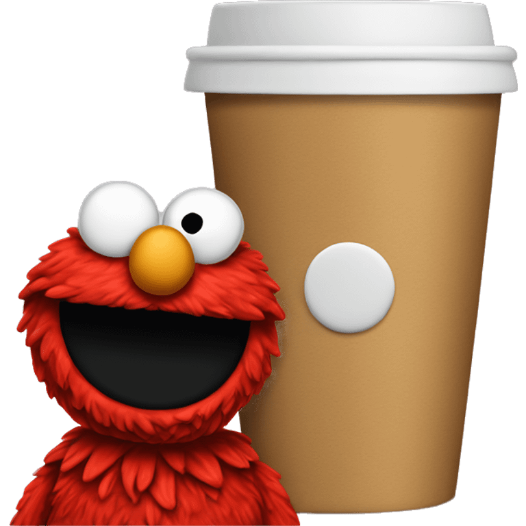 Elmo con taza de cafe emoji