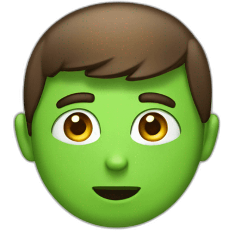 un garçon brun avec des yeux vert qui a l’air stupide emoji