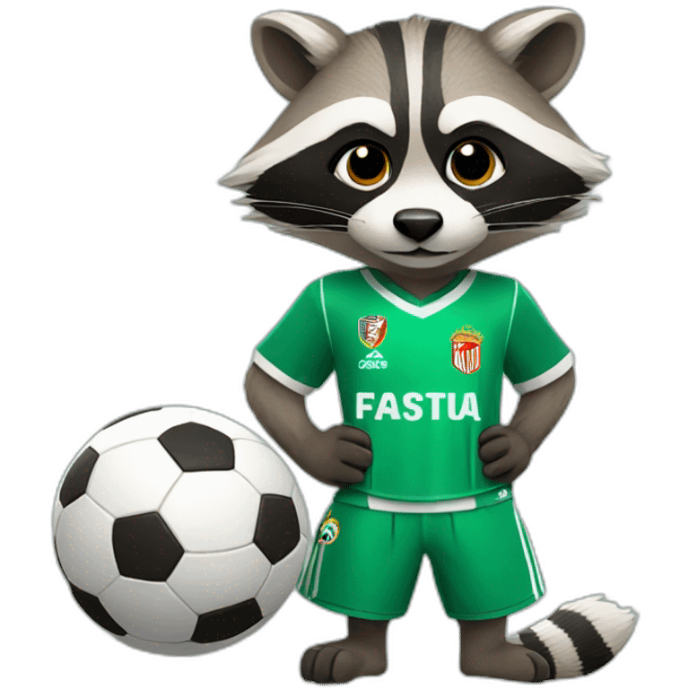 raccoon dressed in madrid soccer gear emoji