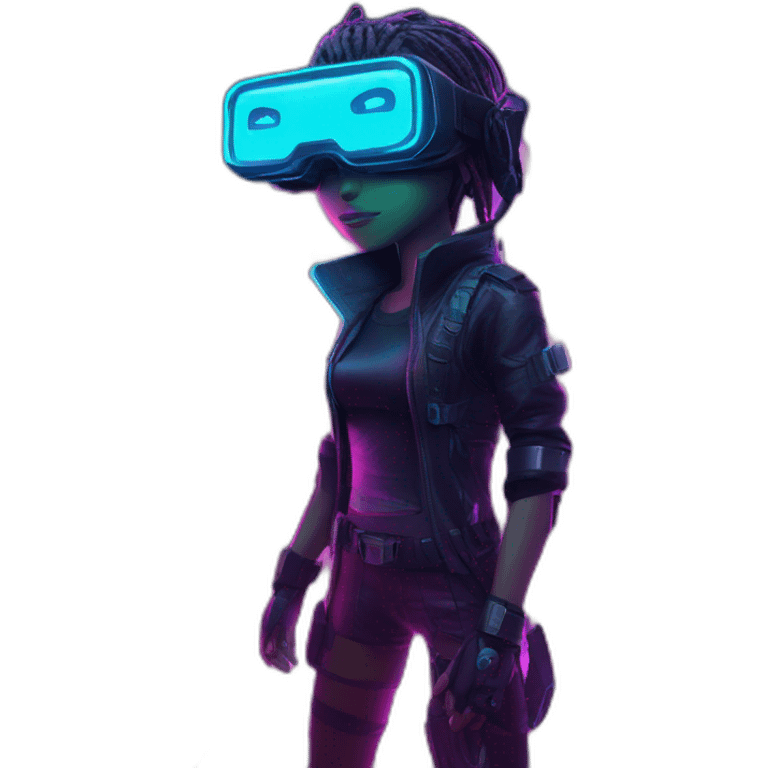 Password hero in a cyberpunk VR environment with neon lighting. emoji