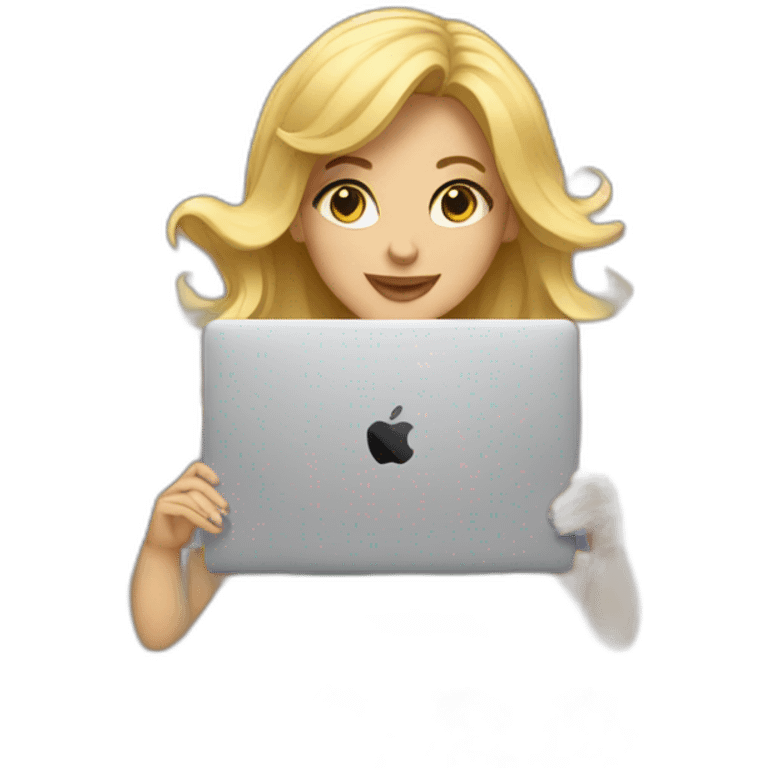 blonde female software engineer using Macbook emoji