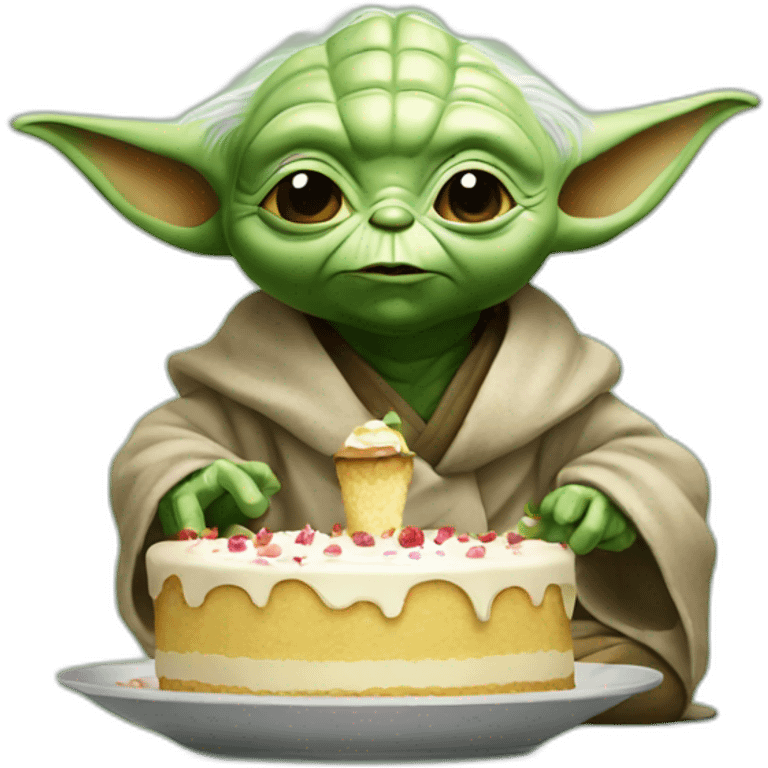 Yoda eating a cake emoji