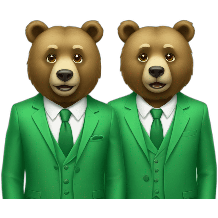 two bears in green suits emoji