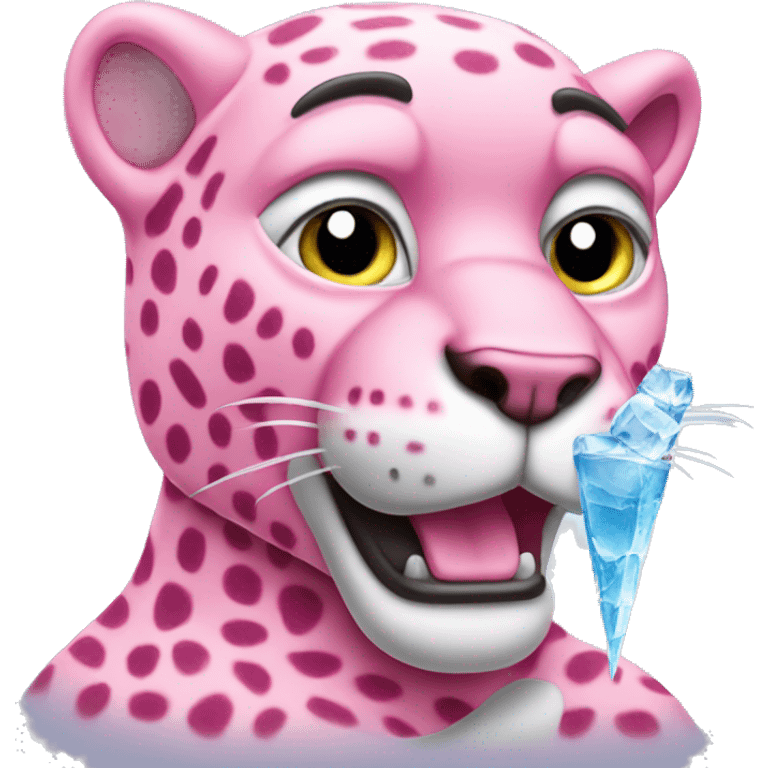 The Pink Panther with ice emoji