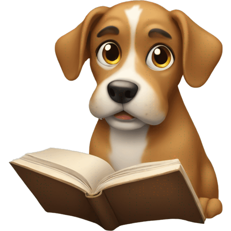 Dog reading book emoji