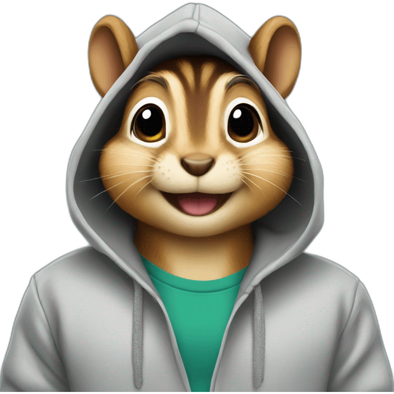 Chipmunk wearing a hoodie emoji