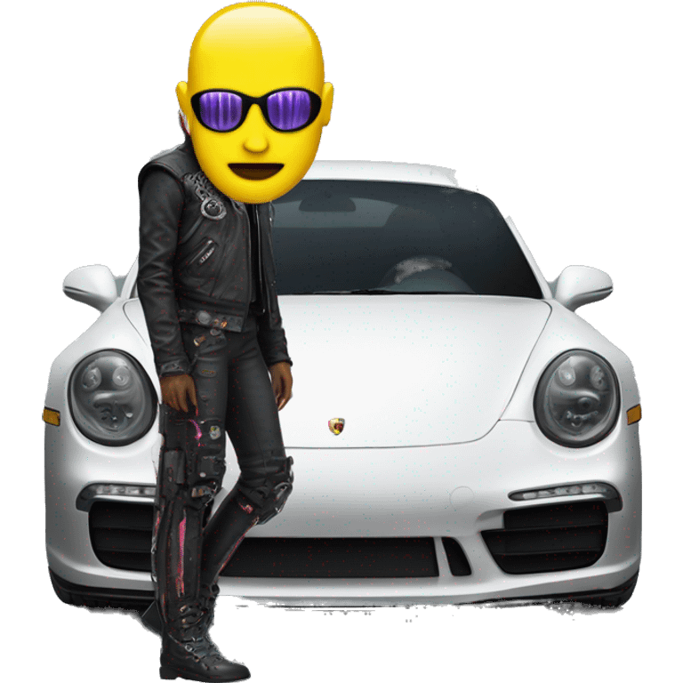 cyber punk next to porshe emoji