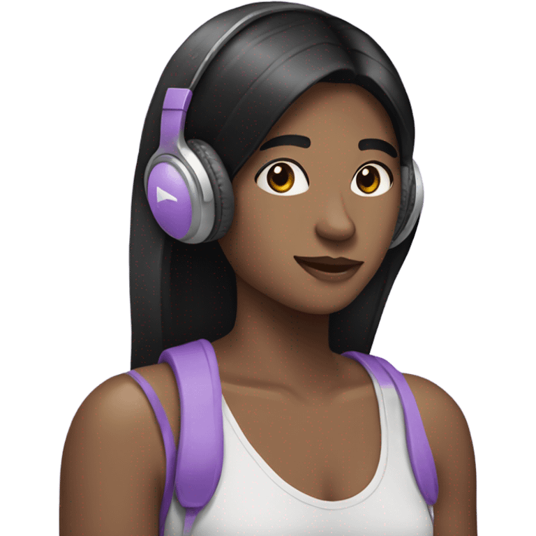 20 year old with long straight black hair wearing lavender headphones emoji