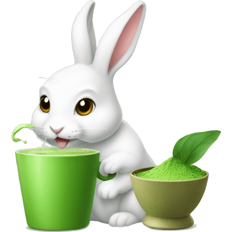 Rabbit drinking matcha emoji