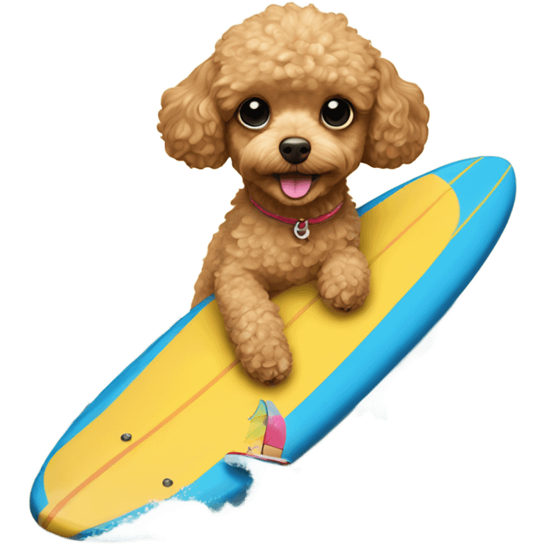 Golden toy poodle on a surf board emoji