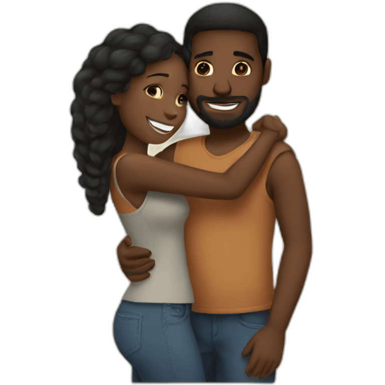 A black couple hugging emoji