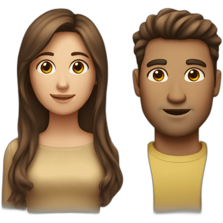 Brown hair man and woman emoji