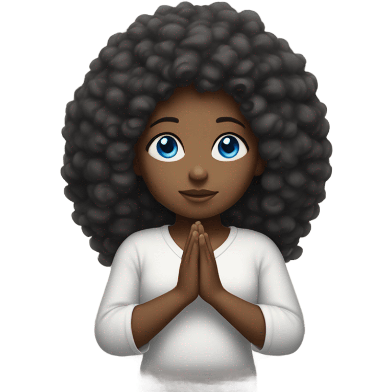 Afro girl with blue eyes praying  emoji