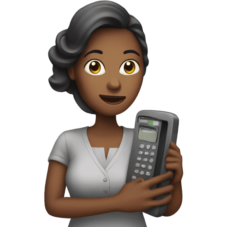 woman showing big phone emoji