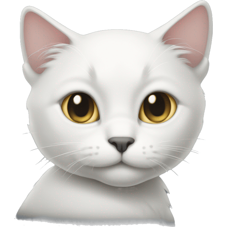 White cat with dark grey tail emoji