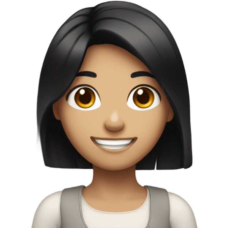 Smiling Girl black hair raising arms  emoji