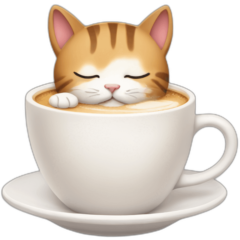 sleepy cat with cappuccino emoji