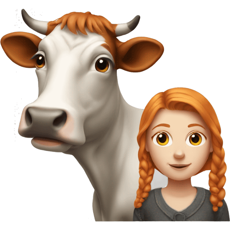 Ginger girl with a cow  emoji