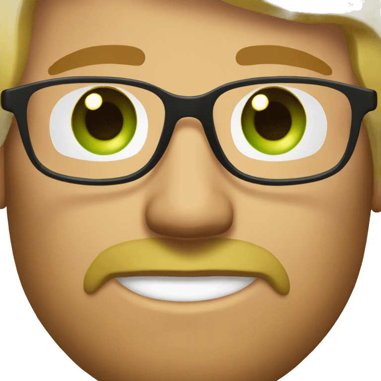 man with blond brown hair, green eyes, beard and glasess emoji