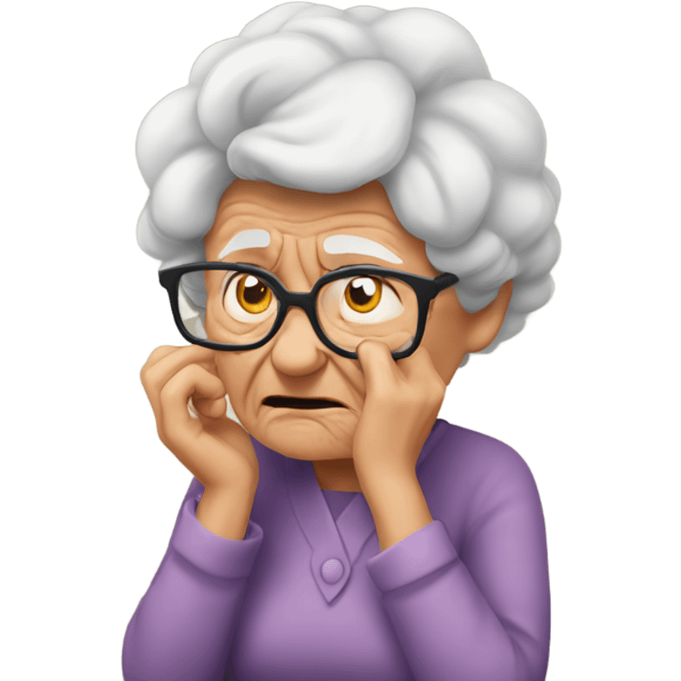 angry grandma can't hear cup her hand to her ear emoji