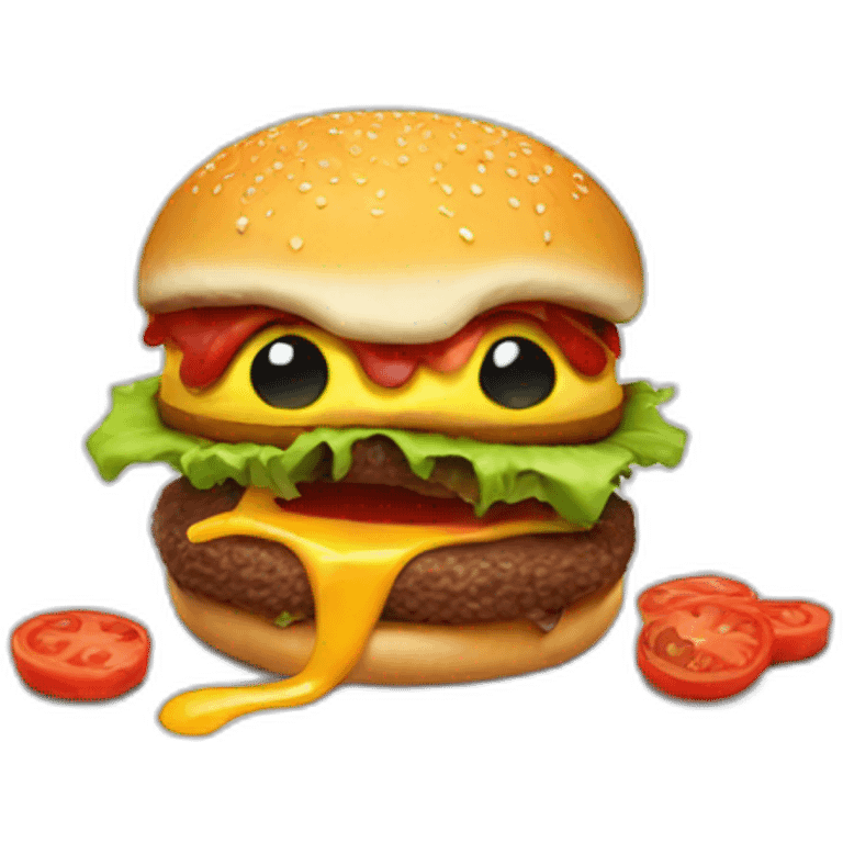 demon eating a hamburger emoji