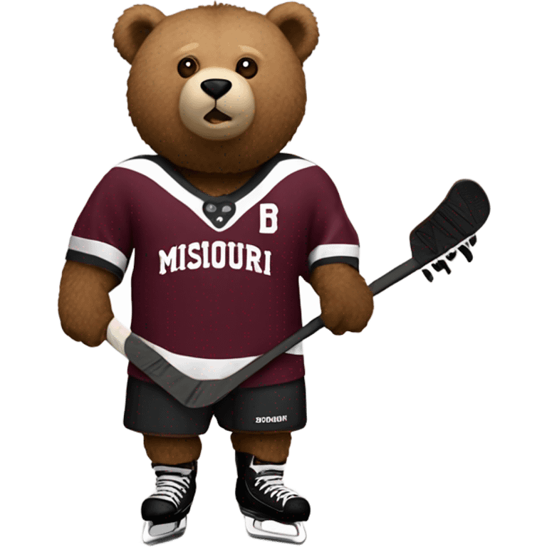 Bear playing hockey maroon jersey “Missouri state” emoji