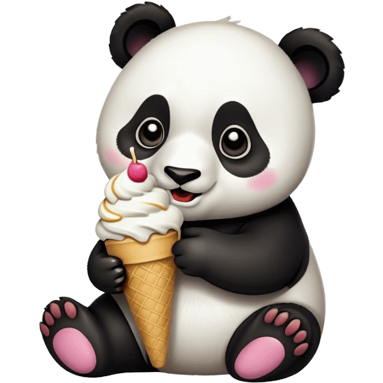 Panda eating ice cream emoji