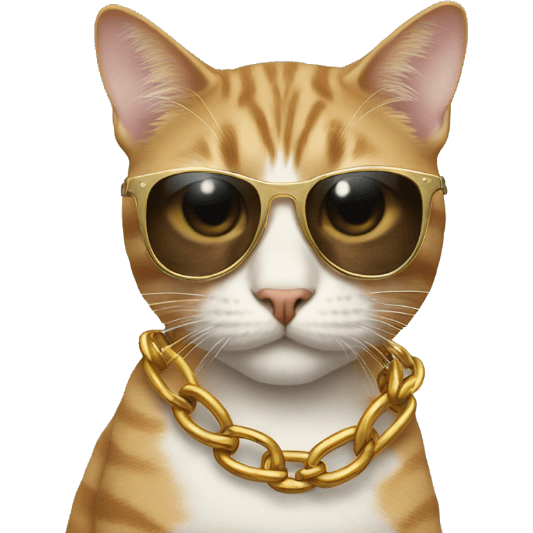 Cat wearing a chain and sunglasses emoji