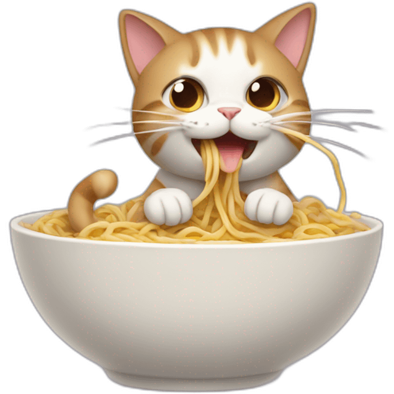 Animated cat eating noodle emoji