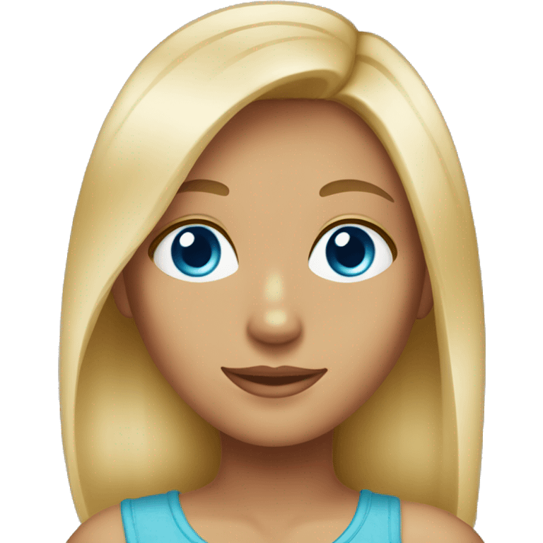 Blond girl  with tanned skin and blue eyes and brown highlights emoji