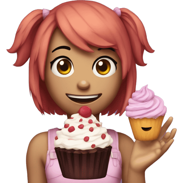 fnaf chika with a cupcake emoji