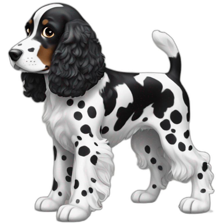 Black with white spots working cocker spaniel emoji