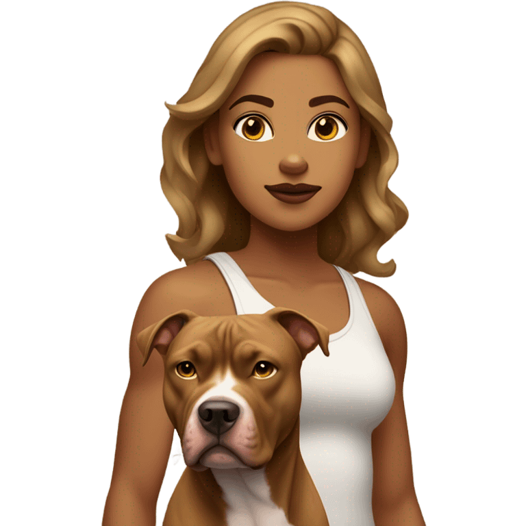 Muscular Cuban girl with a light brown pitbull emoji