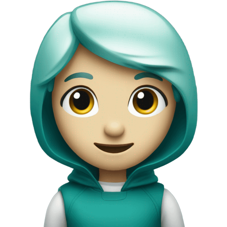 AI chatbot in a dark teal colour. Cute and friendly looking. emoji