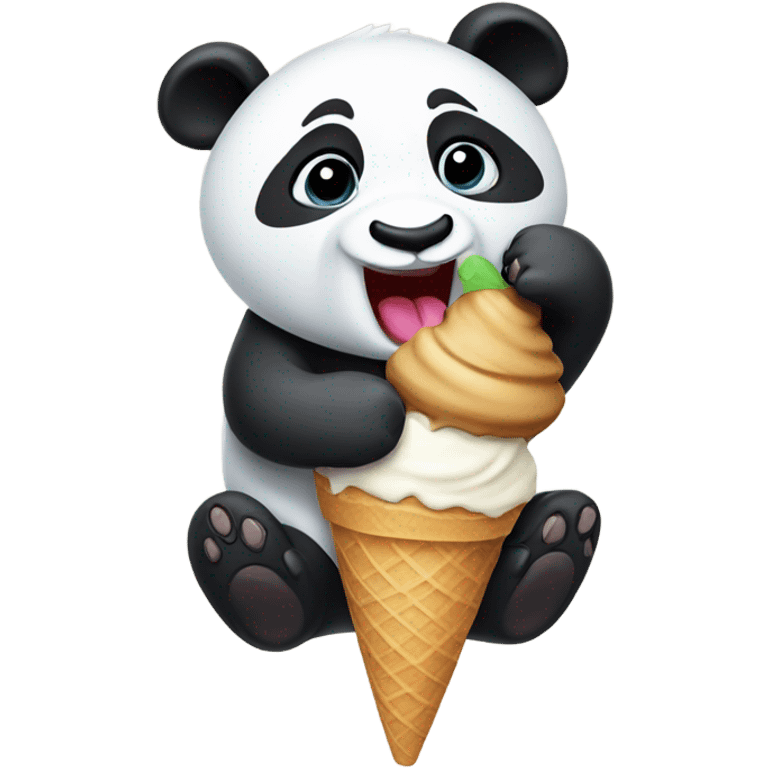 Panda eating ice cream emoji