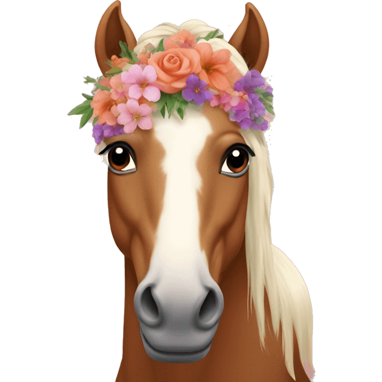 horse with flowers on it's head emoji