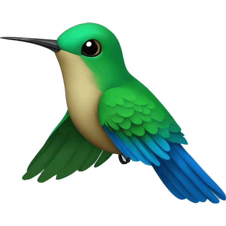 Colibrí chiquito verde con azul volando emoji