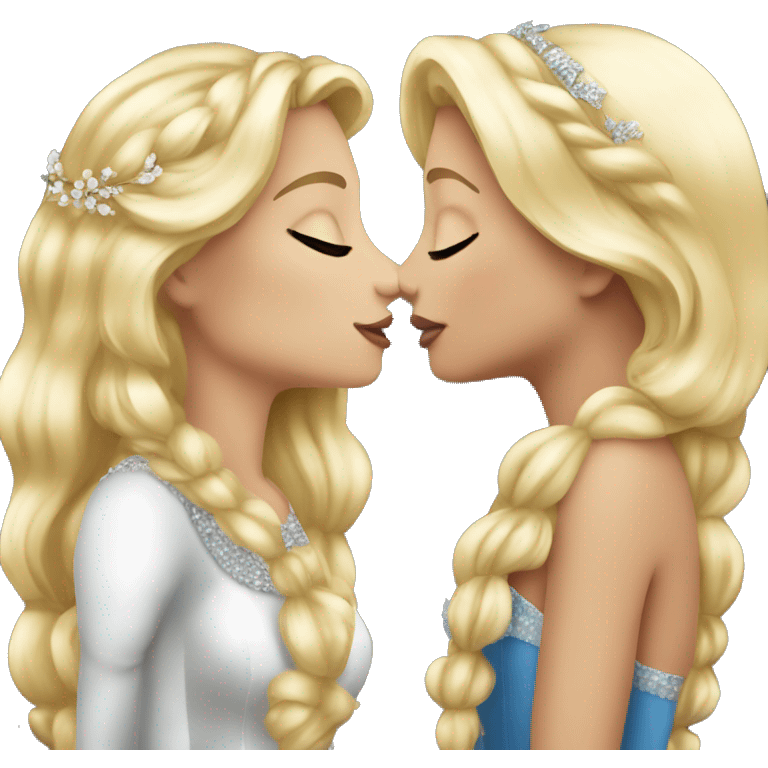 2 women princesses couple blonde kiss emoji