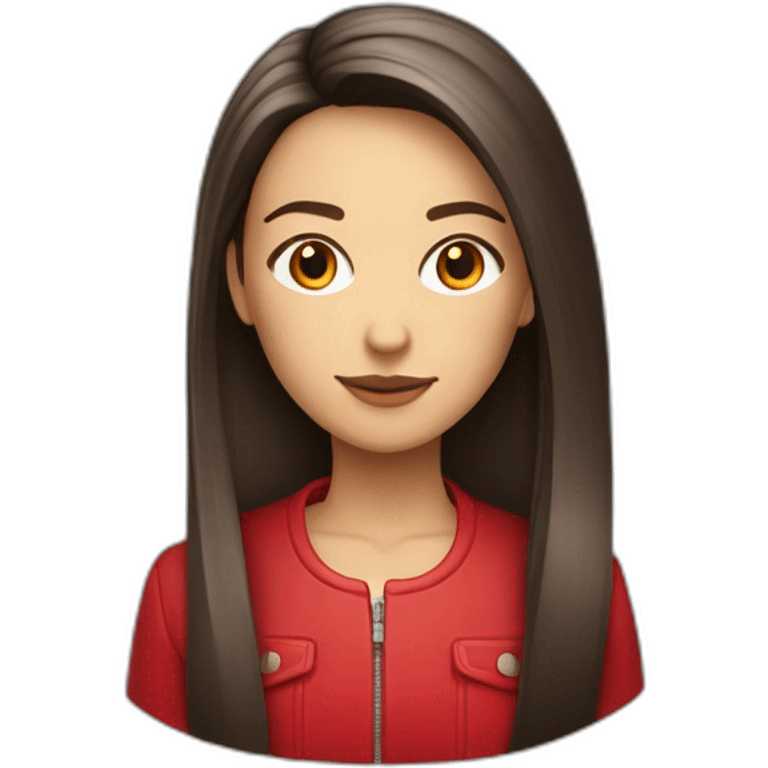 Fille cheveux lisse et cour et rouge avec veste rouge ouverte emoji