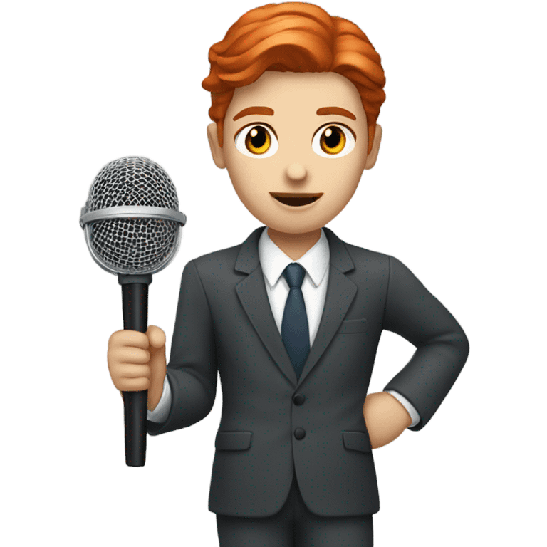 Red hair white skin news reporter holding a stick mic emoji