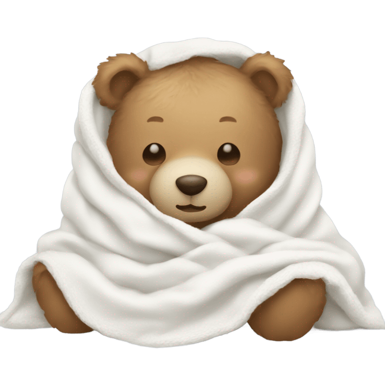 Baby Teddy Bear sleeping in a white blanket  emoji